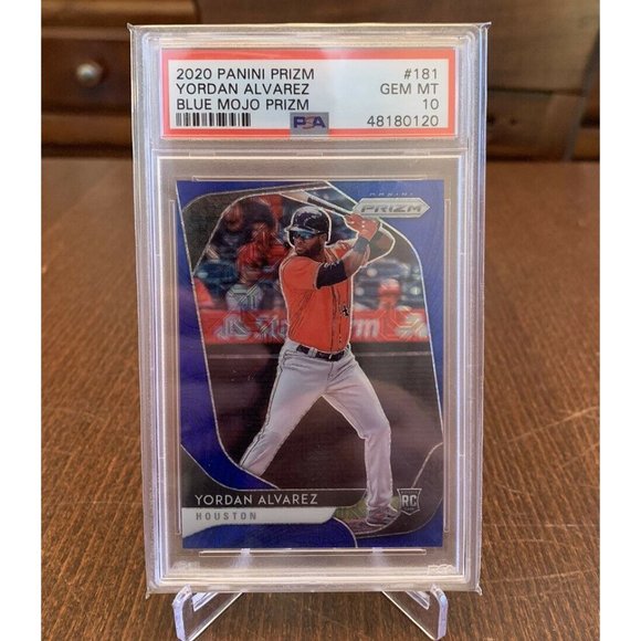 2020 panini prizm Yordan Alvarez blue mojo Psa 10 investment Baseball